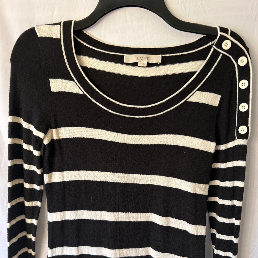Loft Black and white striped sweater
